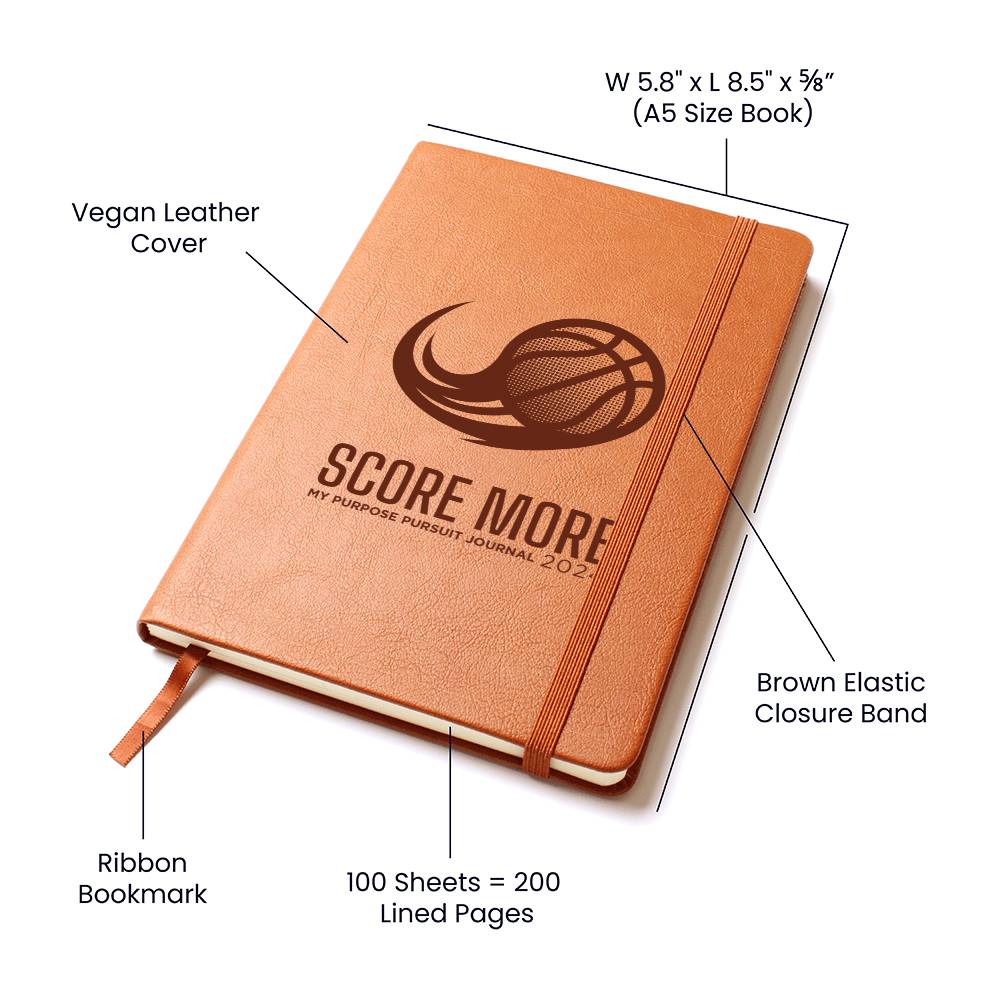 Score More 2024 Vegan Leather Journal or Play Book For the Basketball Athlete