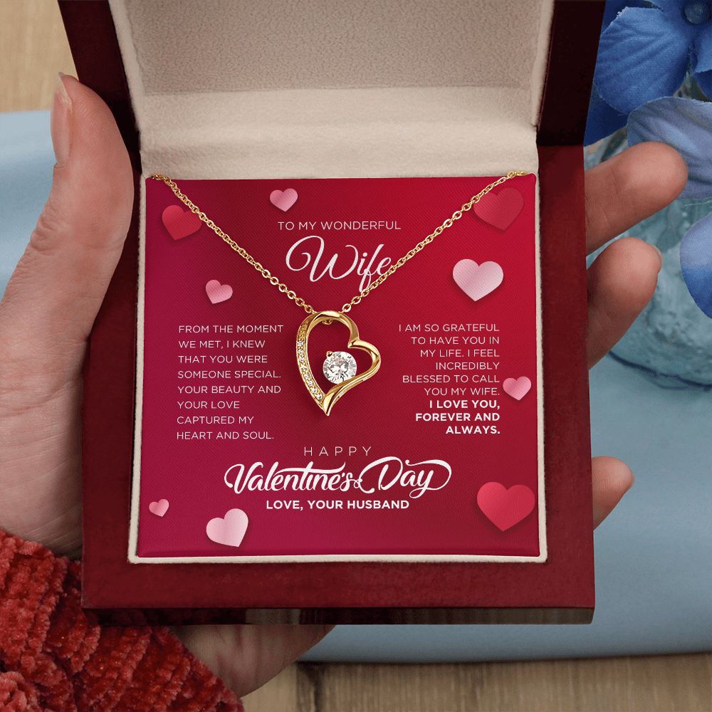 To My Wonderful Wife Forever Love Necklace - Happy Valentine's Day Gift for Wife