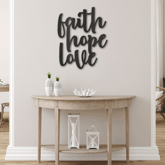 Faith Hope Love Script - Metal Wall Art