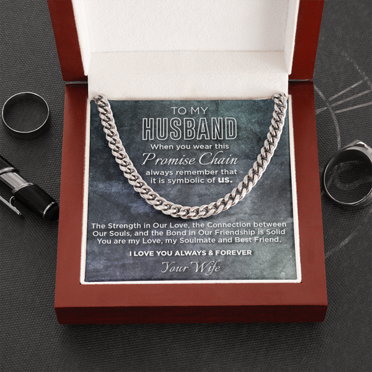To My Husband Promise Chain Necklace - About Us - Grey Card