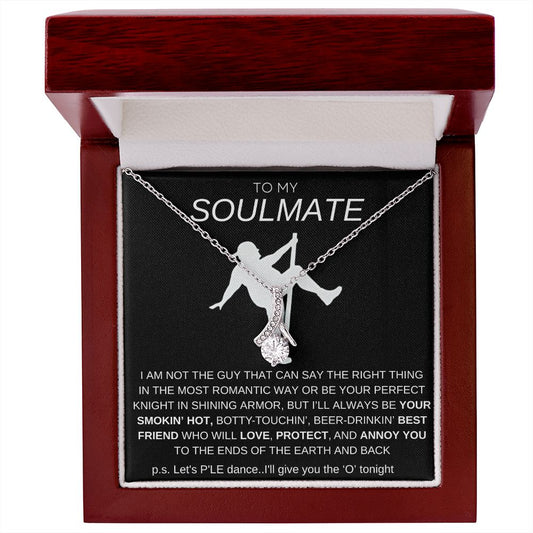To My Soulmate Necklace - Baseball Cap Wearing Best Friend - Pole Dancing Soul Mate Gift for Valentine's Day, Anniversary, Birthday - BC