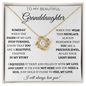 To My Granddaughter Love Knot Necklace Gift from Grandparents - On White Message Card
