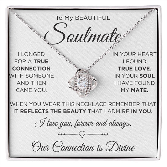 To My Soulmate Love Knot Necklace (white gold)