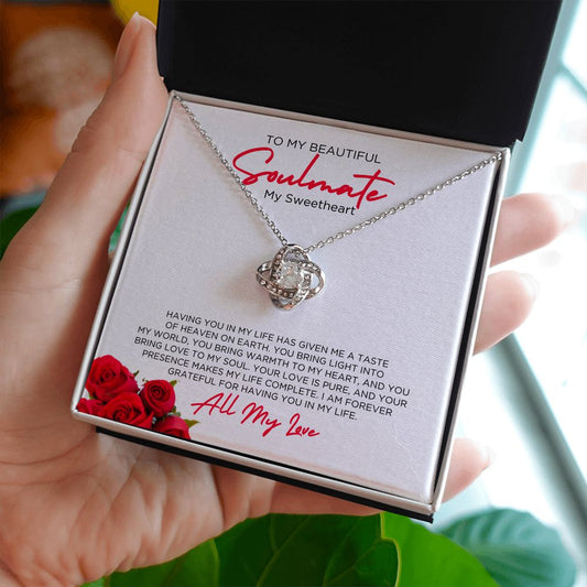 To My Soulmate Sweetheart Love Knot Necklace