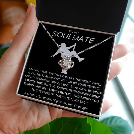 To My Soulmate Love Knot Necklace - Baseball Cap Wearing Best Friend - Pole Dancing Soulmate Gift for Valentine's Day, Anniversary, Birthday - BC