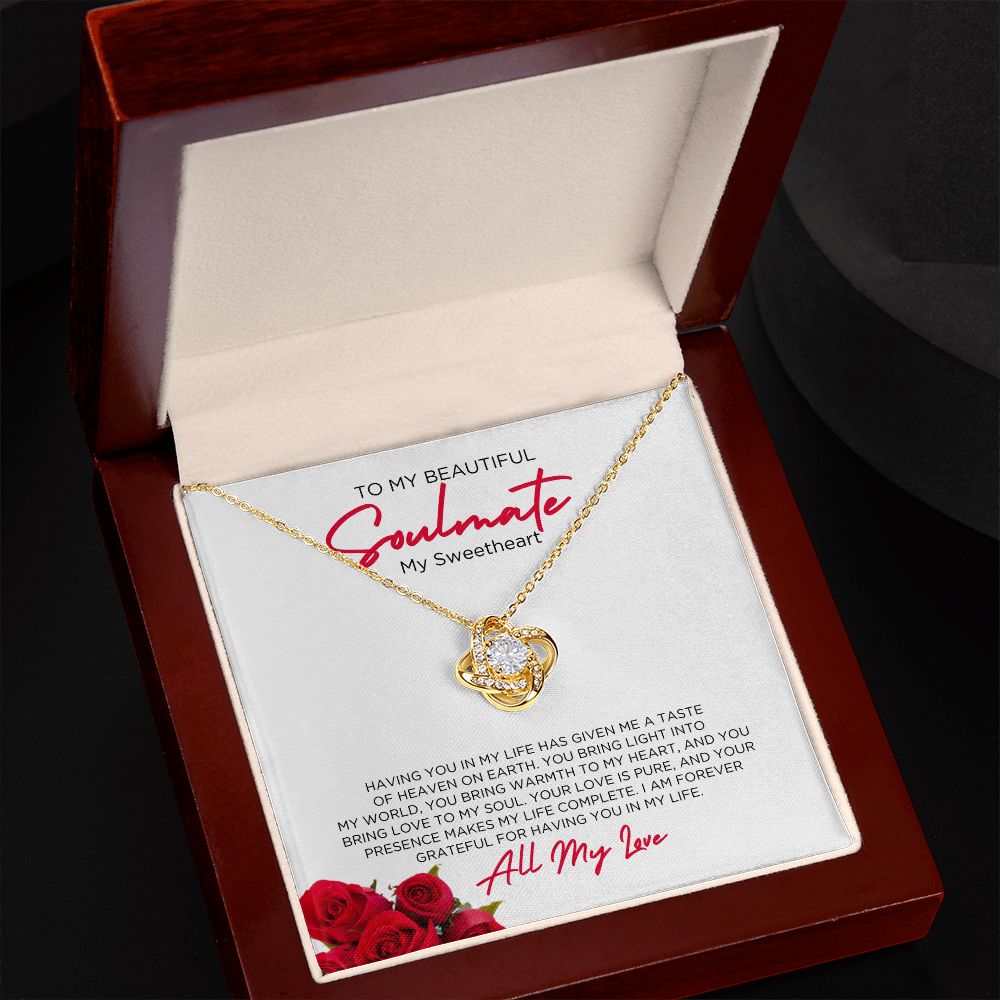 To My Soulmate Sweetheart Love Knot Necklace