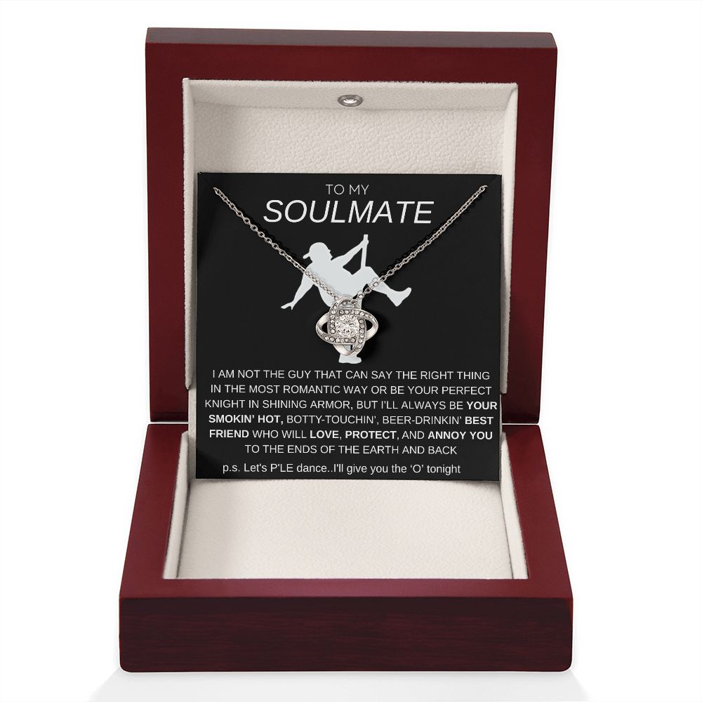 To My Soulmate Love Knot Necklace - Baseball Cap Wearing Best Friend - Pole Dancing Soulmate Gift for Valentine's Day, Anniversary, Birthday - BC