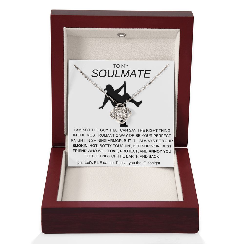 To My Soulmate Love Knot Necklace - Baseball Cap Wearing Best Friend - Pole Dancing Soulmate Gift for Valentine's Day, Anniversary, Birthday - WC