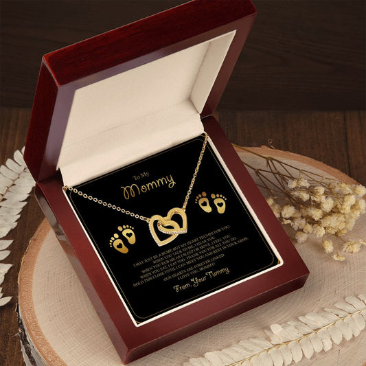 Baby Feet Jewelry Necklace to Mommy To Be Gifts - For 1st Time Mom - To My Mommy Necklace Baby Bump - Gifts For Pregnant Women Mom To Be (gold/black card)