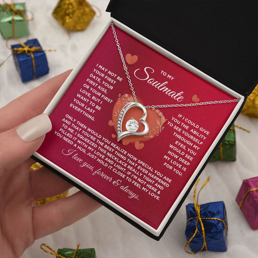 To My Soulmate Forever Love Heart Necklace - Valentine's Hearts - Valentine's Day Gift for Girlfriend, Fiance' Wife