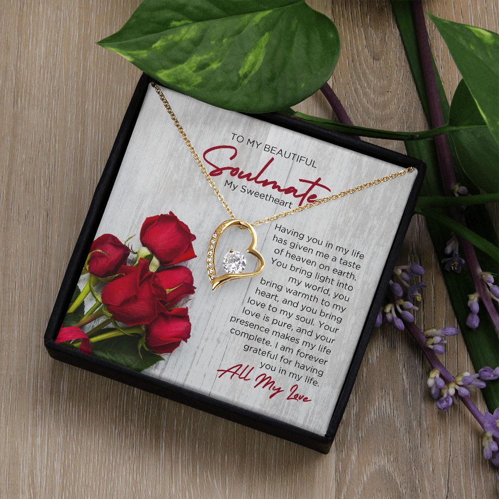 To My Soulmate Forever Love Necklace - Sweetheart | Valentines Gift for Wife Girlfriend Fiancée, Anniversary Necklace, Birthday Gift - Holiday