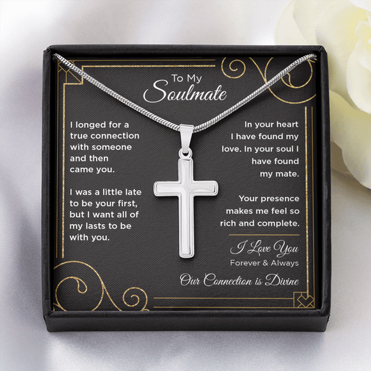 To My Soulmate Cross Necklace