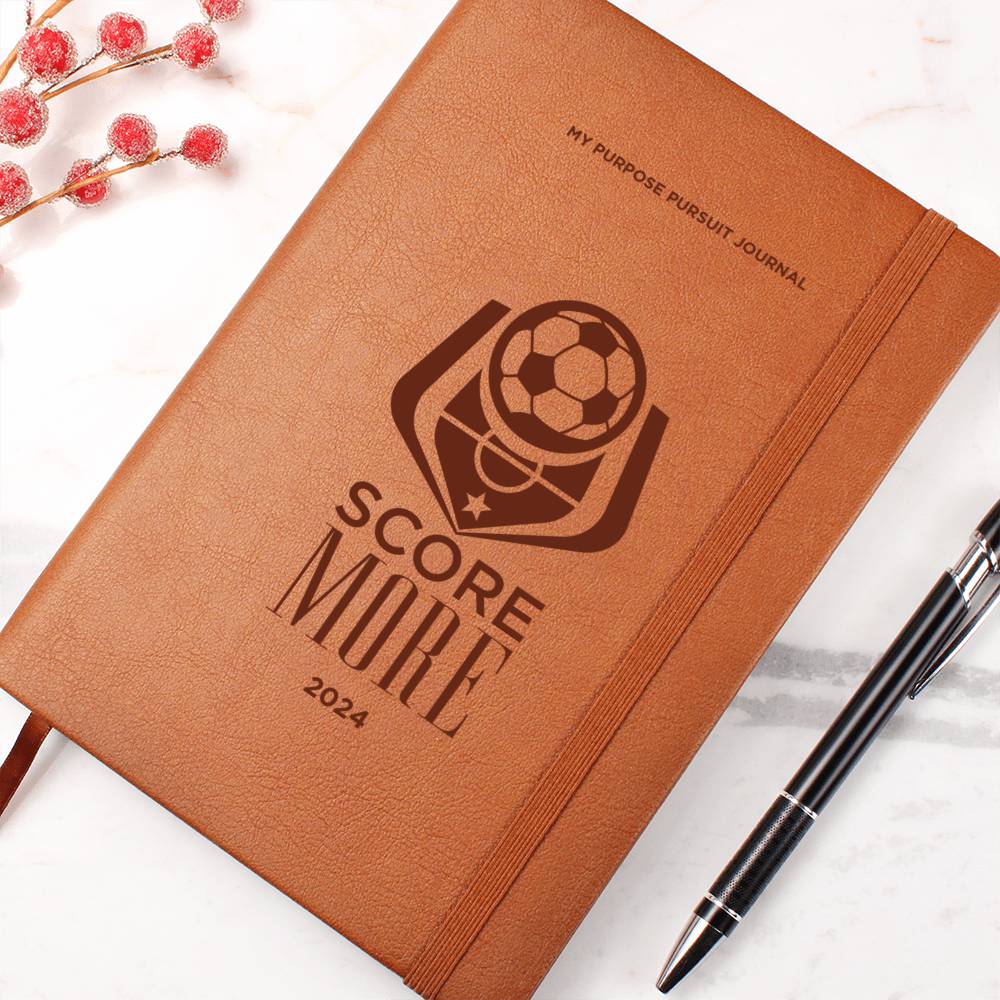 Score More 2024 Vegan Leather Journal or Play Book For the Soccer Athlete