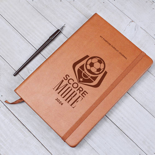 Score More 2024 Vegan Leather Journal or Play Book For the Soccer Athlete
