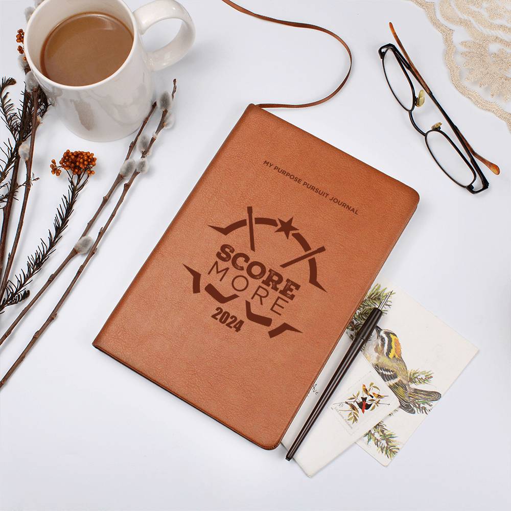 Score More 2024 Vegan Leather Journal or Play Book For the Hockey Athlete