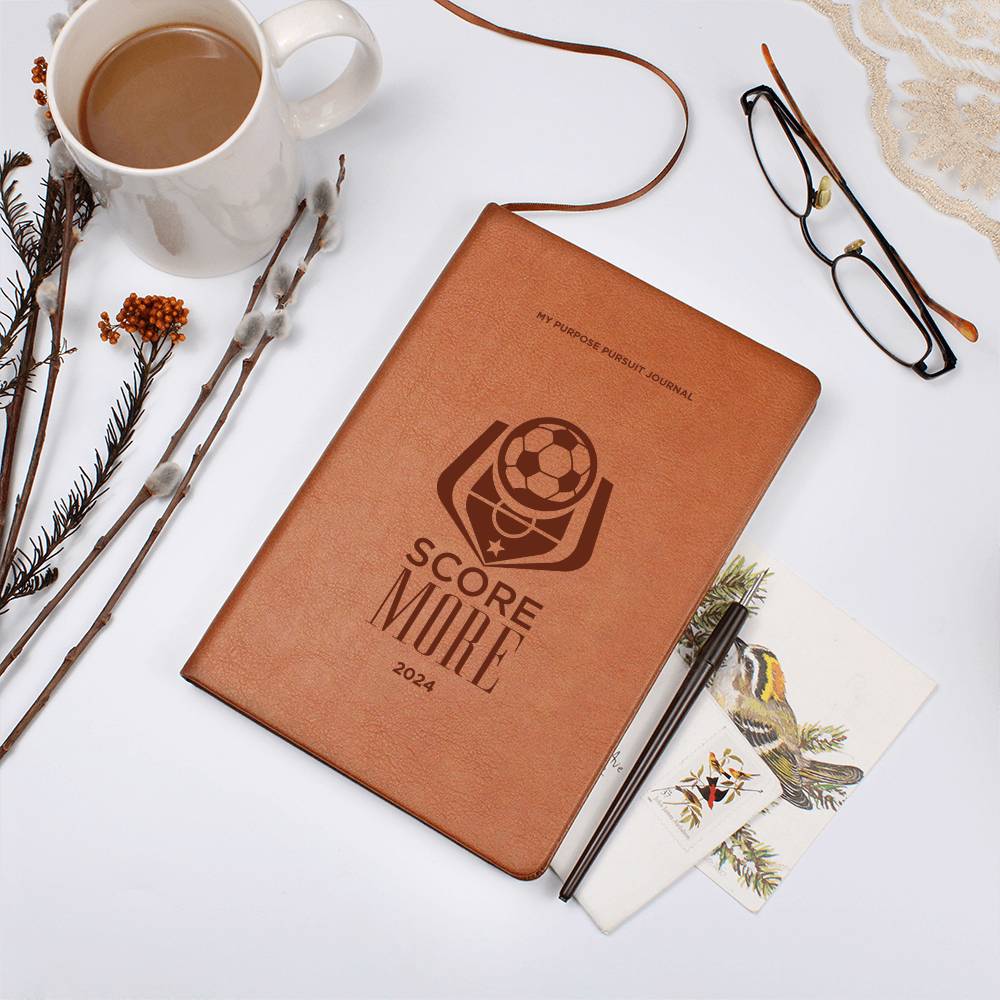 Score More 2024 Vegan Leather Journal or Play Book For the Soccer Athlete