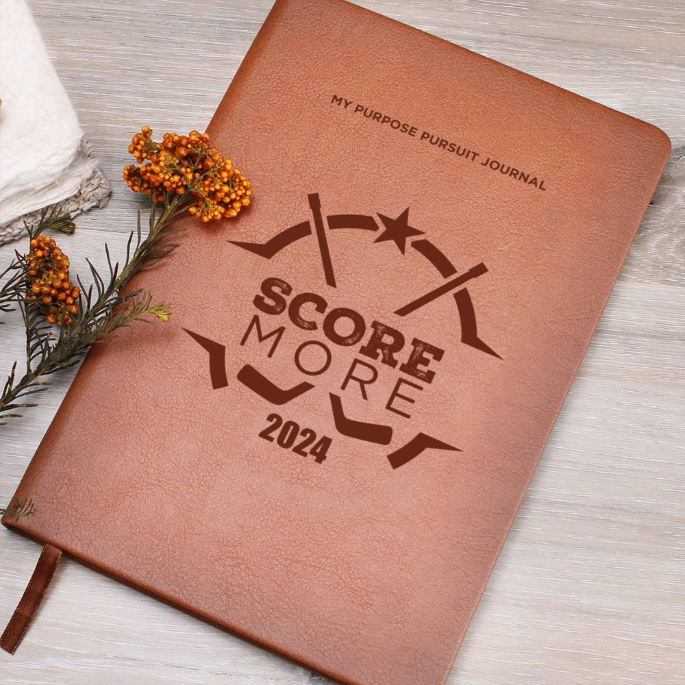 Score More 2024 Vegan Leather Journal or Play Book For the Hockey Athlete