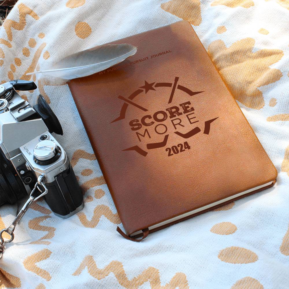Score More 2024 Vegan Leather Journal or Play Book For the Hockey Athlete