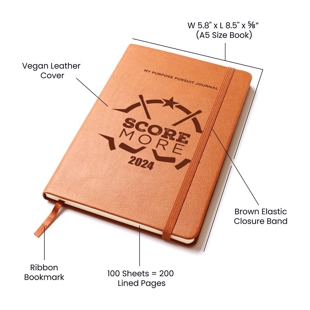 Score More 2024 Vegan Leather Journal or Play Book For the Hockey Athlete