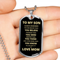 To My Son | Go For It Dog Tag Necklace | From Mom | Gold Font