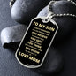 To My Son | Go For It Dog Tag Necklace | From Mom | Gold Font