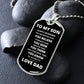 To My Son | Go For It Dog Tag Necklace | From Dad | White Font