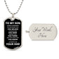 To My Son - Proud Dad - Dog Chain Necklace - White Font
