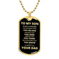 To My Son - Proud Dad - Dog Chain Necklace - Gold Font