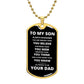 To My Son - Proud Dad - Dog Chain Necklace - White Font