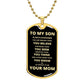 To My Son - Proud Mom - Dog Chain Necklace - Gold Font