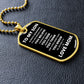 To My Son | Go For It Dog Tag Necklace | From Mom | White Font