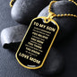 To My Son | Go For It Dog Tag Necklace | From Mom | Gold Font