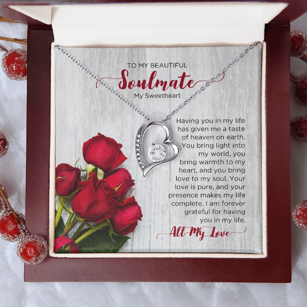 To My Soulmate Forever Love Necklace - Sweetheart  | Valentines Gift for Wife Girlfriend Fiancée, Anniversary Necklace, Birthday Gift