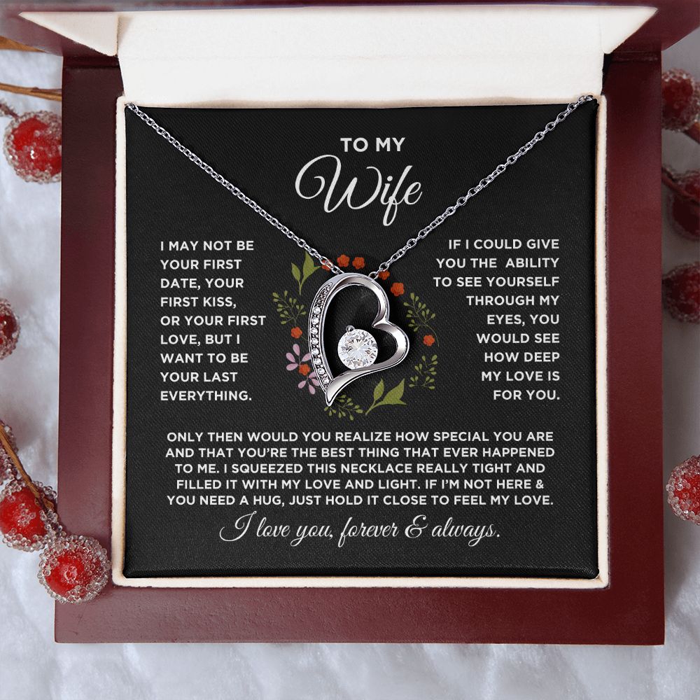 To My Wife Forever Love Circled with Flowers Necklace - Valentine Anniversary Birthday Gift for Wife