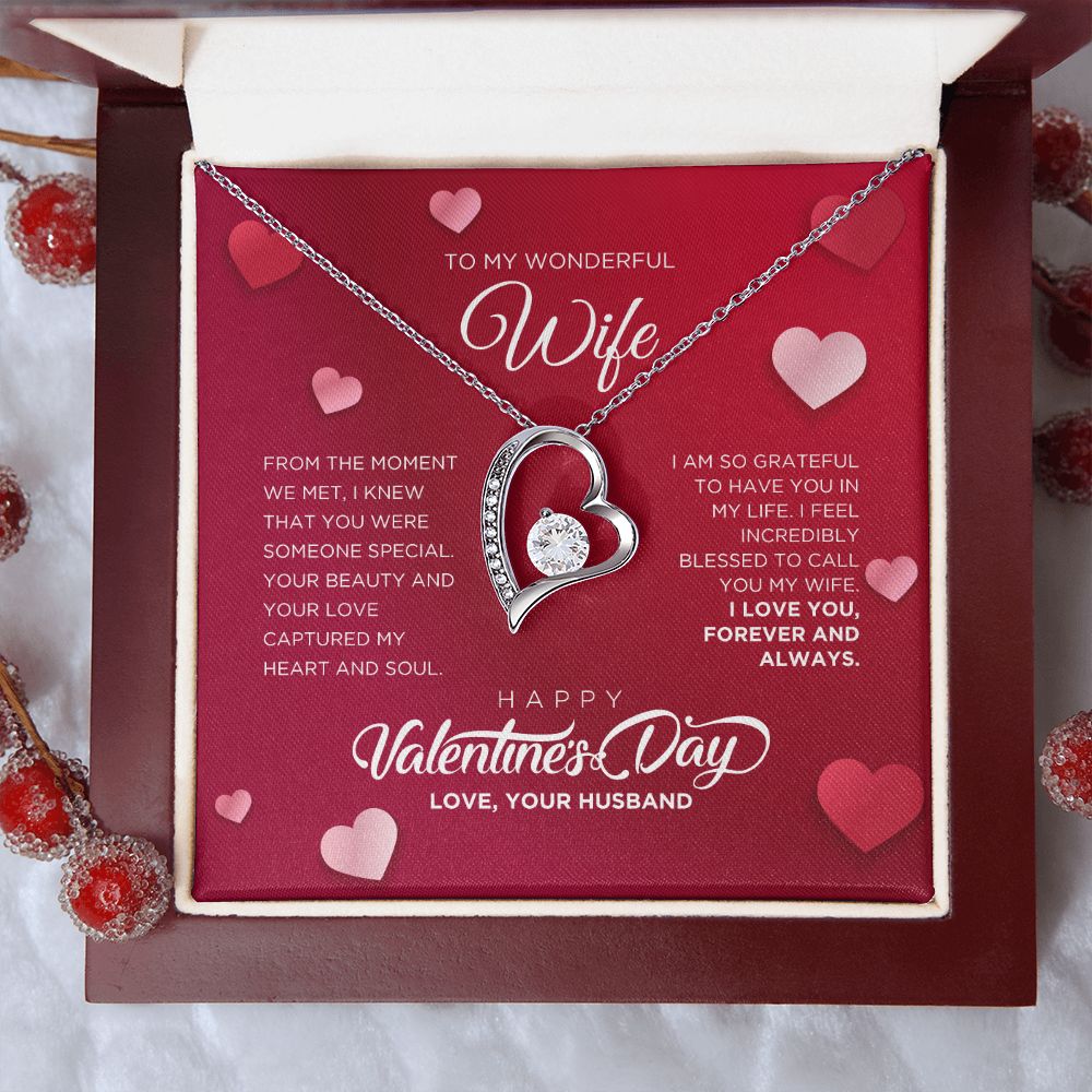 To My Wonderful Wife Forever Love Necklace - Happy Valentine's Day Gift for Wife