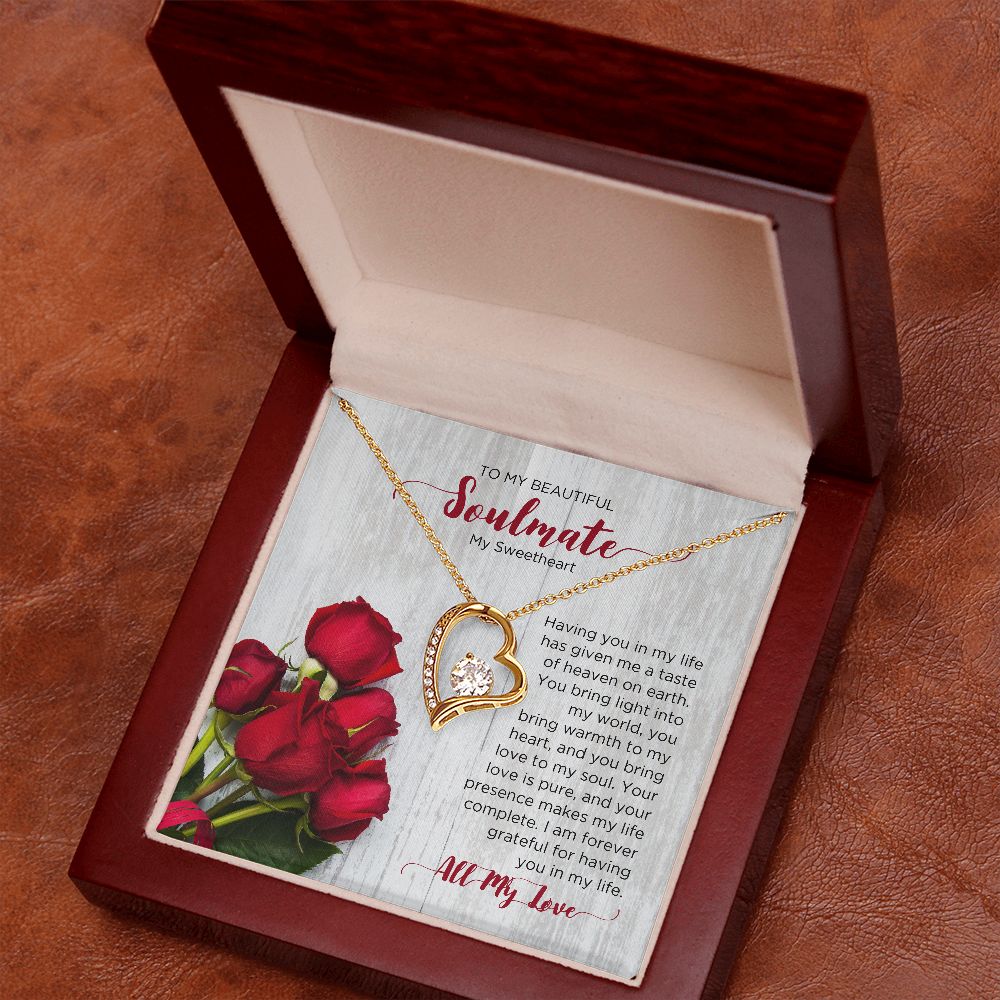 To My Soulmate Forever Love Necklace - Sweetheart  | Valentines Gift for Wife Girlfriend Fiancée, Anniversary Necklace, Birthday Gift