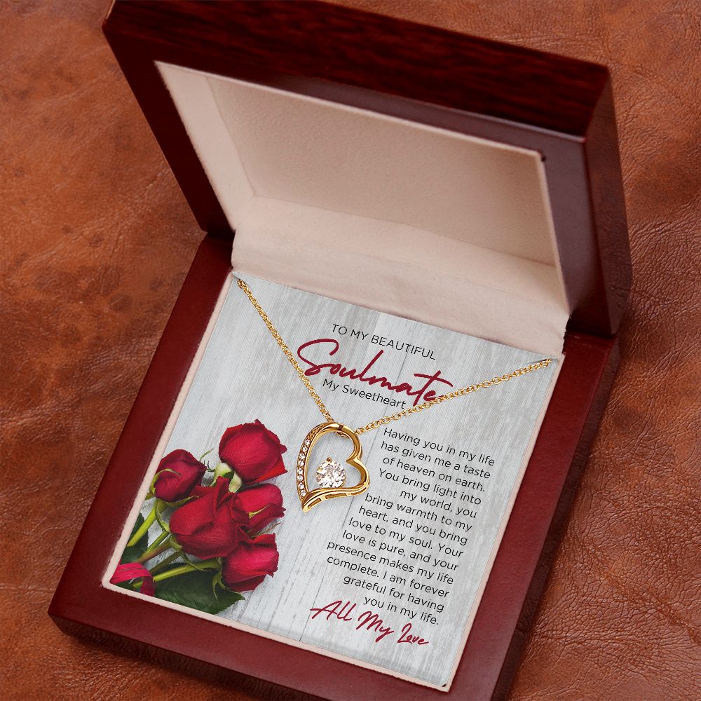 To My Soulmate Forever Love Necklace - Sweetheart  | Valentines Gift for Wife Girlfriend Fiancée, Anniversary Necklace, Birthday Gift - Holiday