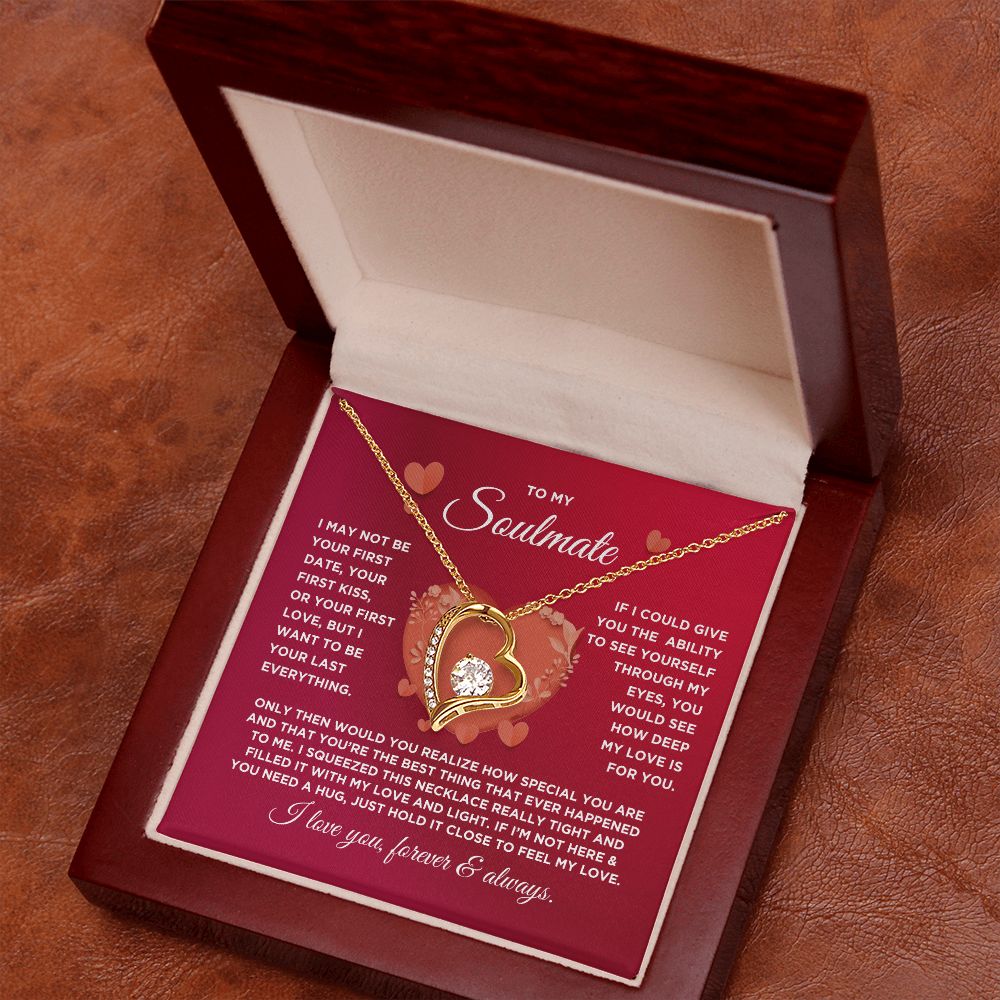 To My Soulmate Forever Love Heart Necklace - Valentine's Hearts - Valentine's Day Gift for Girlfriend, Fiance' Wife