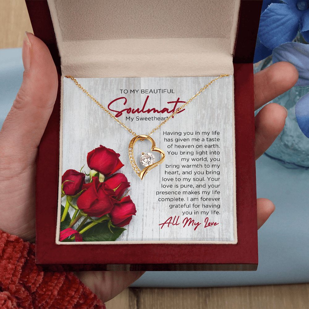 To My Soulmate Forever Love Necklace - Sweetheart  | Valentines Gift for Wife Girlfriend Fiancée, Anniversary Necklace, Birthday Gift - Holiday