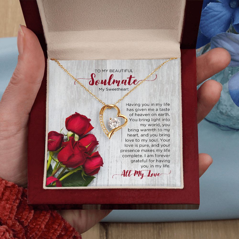 To My Soulmate Forever Love Necklace - Sweetheart  | Valentines Gift for Wife, Girlfriend, Fiancée, Anniversary Necklace, Birthday Gift