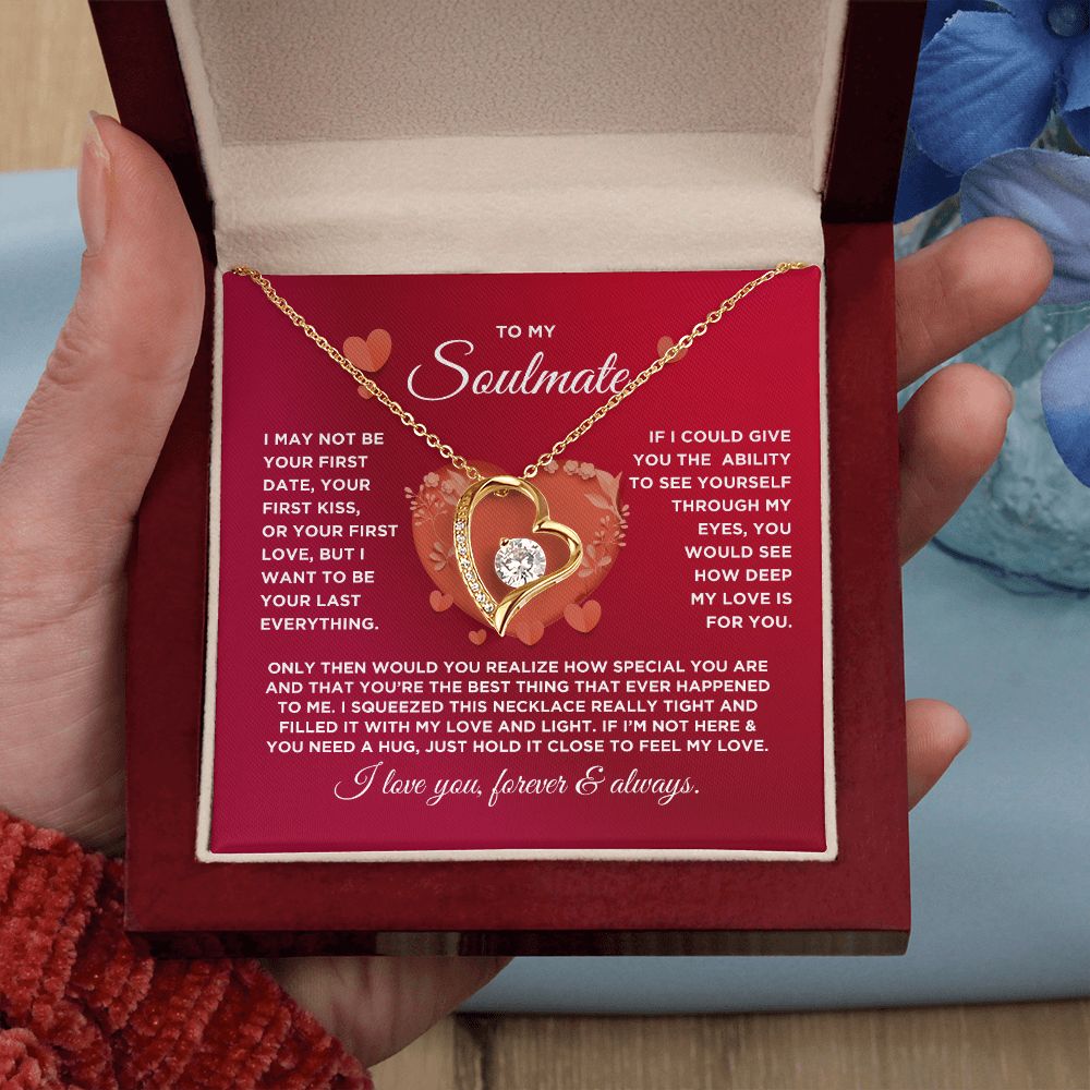 To My Soulmate Forever Love Heart Necklace - Valentine's Hearts - Valentine's Day Gift for Girlfriend, Fiance' Wife