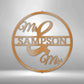Mr and Mrs Circle Monogram - Metal Wall Art