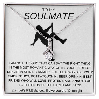 To My Soulmate Necklace - Baseball Cap Wearing Best Friend - Pole Dancing Soul Mate Gift for Valentine's Day, Anniversary, Birthday - WC