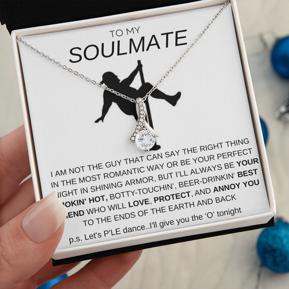 To My Soulmate Necklace - Baseball Cap Wearing Best Friend - Pole Dancing Soul Mate Gift for Valentine's Day, Anniversary, Birthday - WC