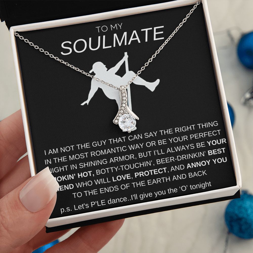 To My Soulmate Necklace - Baseball Cap Wearing Best Friend - Pole Dancing Soul Mate Gift for Valentine's Day, Anniversary, Birthday - BC