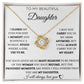 To My Daughter - Proud Moments - Love Knot Necklace - White Card - Black Text