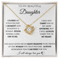 To My Daughter Love Knot Necklace - White Card - BlackText
