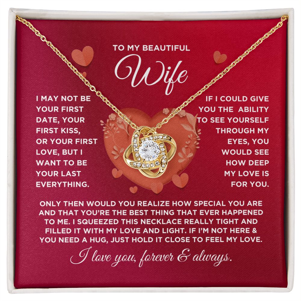 To My Beautiful Wife Love Knot Necklace - Valentine's Hearts - Valentine's Day Gift for Wife