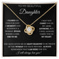 To My Daughter Love Knot Necklace - Black Card - White Text