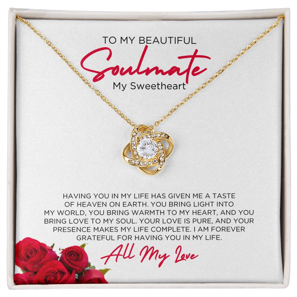 To My Soulmate Sweetheart Love Knot Necklace